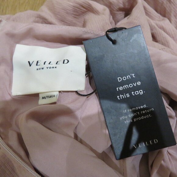 VEILED NEW YORK Balloon Sleeve Maxi Modest Dress Blush Medium Tall Wedding Abaya - Picture 15 of 15